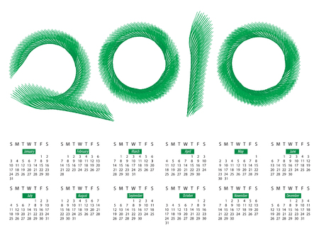 Calendar for year 2010, in vector format のイラスト素材