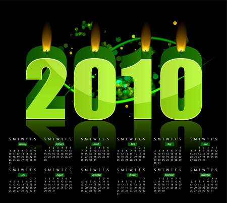Happy New Year 2010 burning vector candles calendarのイラスト素材