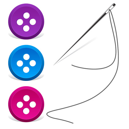 sewing needle and thread with buttons - vectorのイラスト素材
