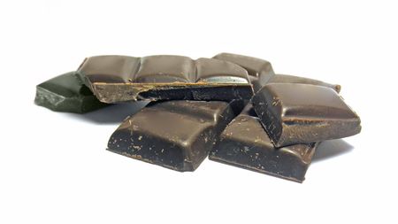 Blocks of Chocolate isolated on white background 