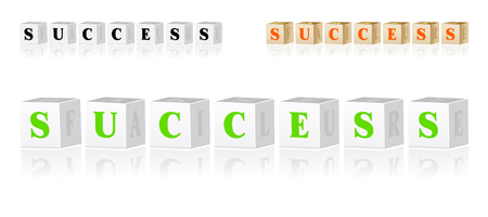 Children's 3D alphabet cubes with success in front and failure on right sideのイラスト素材