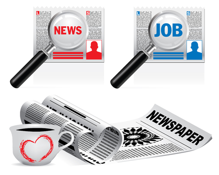 newspaper icon set on white backgroundのイラスト素材