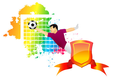 The football goalkeeper catches a ballのイラスト素材