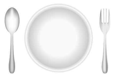 Plate, fork, and spoonのイラスト素材