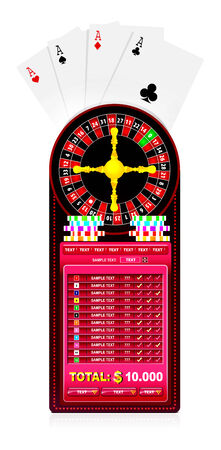 a roulette table with various gambling and casino elementsのイラスト素材