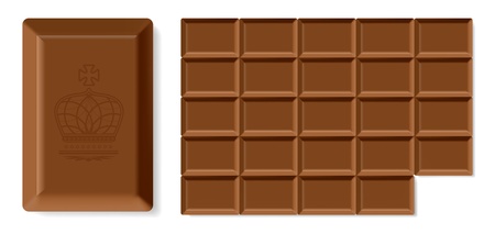 Realistic vector chocolate bar isolated on white background. Easy to rebuild row and column in barのイラスト素材