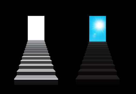 staircase concept illustration on black backgroundのイラスト素材