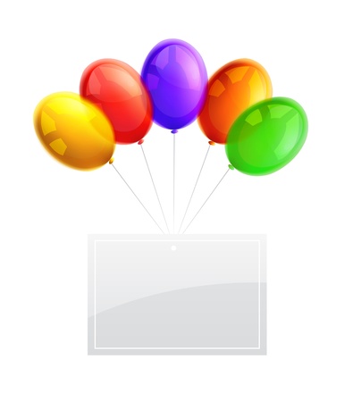 Beautiful Bright Party Balloons with banner isolated on white backgroundのイラスト素材