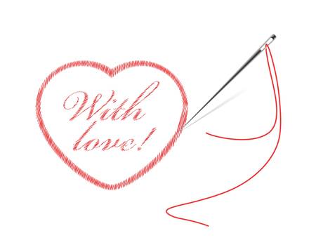 embroidery with heartのイラスト素材