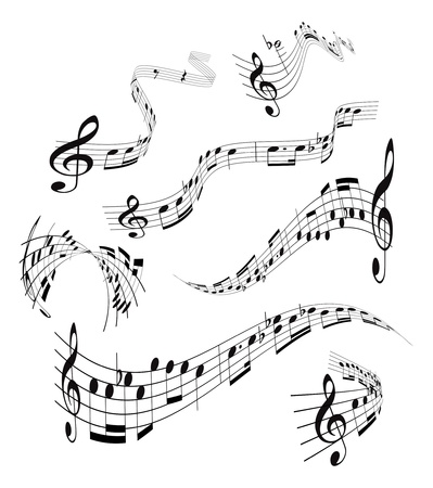 Set of musical notes staff Set of musical notes staff