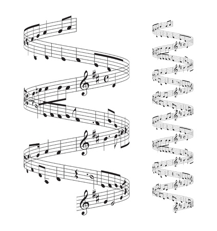 musical notes staff set on white backgroundのイラスト素材