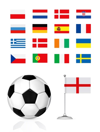 football ball and flagのイラスト素材