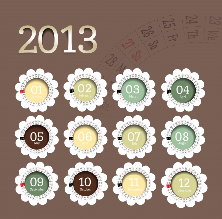 2013 calendar in flower formのイラスト素材