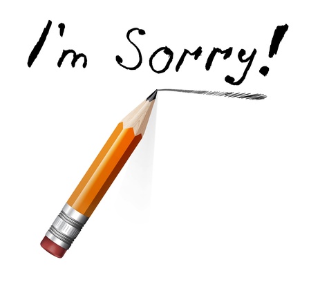 Say sorry with a text message on paper and pencilのイラスト素材