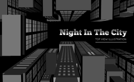 Night in the city  Top view vector illustrationのイラスト素材