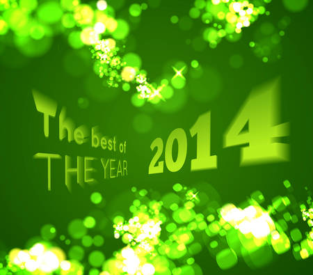 The best of the 2014 on green bokeh background. Vector illustrationのイラスト素材