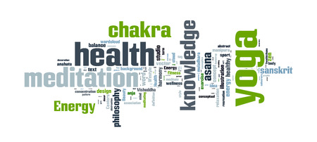 YOGA. Word collage on white background. Vector illustration.のイラスト素材