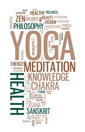 YOGA. Word collage on white background. のイラスト素材