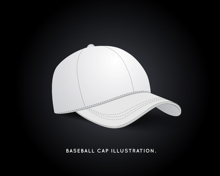 White Baseball Hat Isolated on Dark Background. のイラスト素材