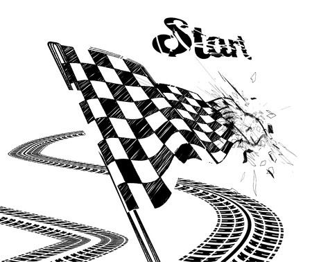 Drawing checkered flag in the dynamic style  のイラスト素材