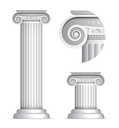 Vector illustration of classical Greek or Roman Ionic column on white backgroundのイラスト素材