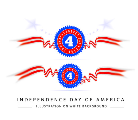 4th july american independence . Vector illustration on whiteのイラスト素材