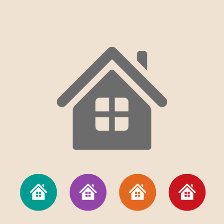 Vector Home Icon in flat style onbackgroundのイラスト素材