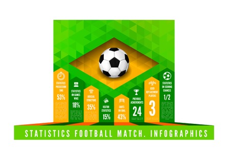 Soccer ball with brasil flag in triangle style. Vector infographicsのイラスト素材
