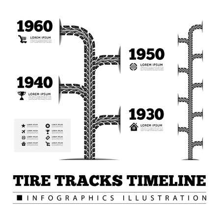 Tire tracks timeline infographicsのイラスト素材