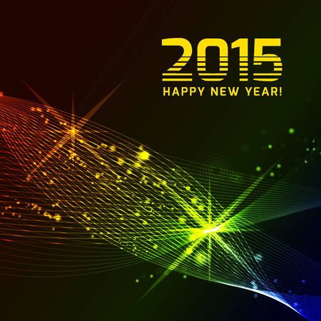 Happy 2015 new year vector on black backgroundのイラスト素材