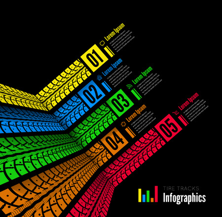 Tire tracks infographics backgroundのイラスト素材
