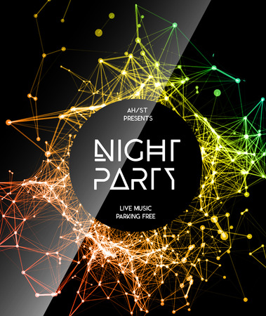 Night Disco Party Poster Background Template - Vector Illustrationのイラスト素材