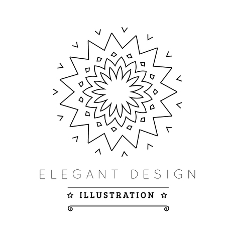 Logo template. Black and white design. Outline style. Conceptual minimal icon. Use for card, poster, brochure, banner, web. Easy to edit. Vector illustration - EPS10のイラスト素材