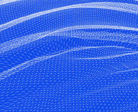 Water Surface. Wavy Grid Background. 3d Abstract Vector Illustration.のイラスト素材