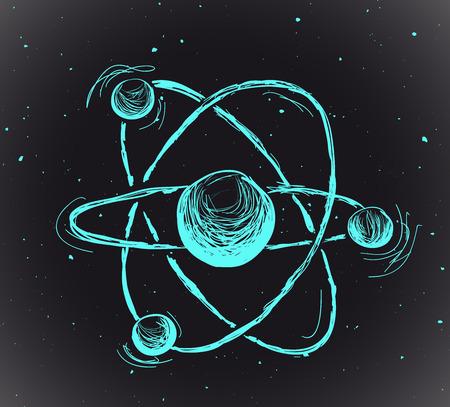 Abstract atom. Hand drawn vector illustrationのイラスト素材