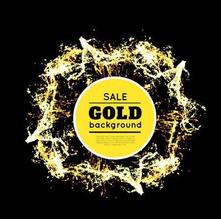 Gold sparkles on black backround. Vector illustrationのイラスト素材