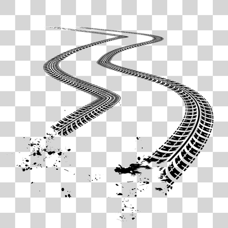 Tire tracks.  Vector illustration on checkered background