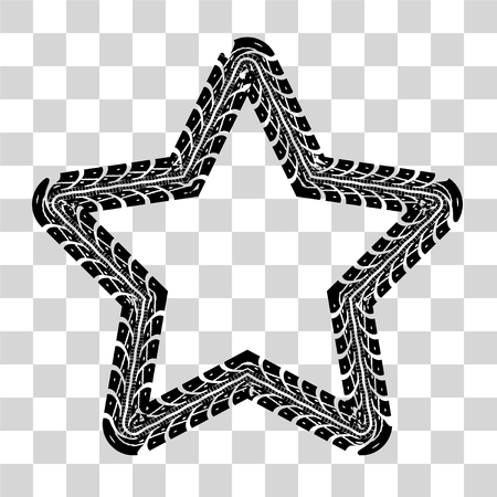 Tire tracks frame set. illustration on checkered backgroundのイラスト素材