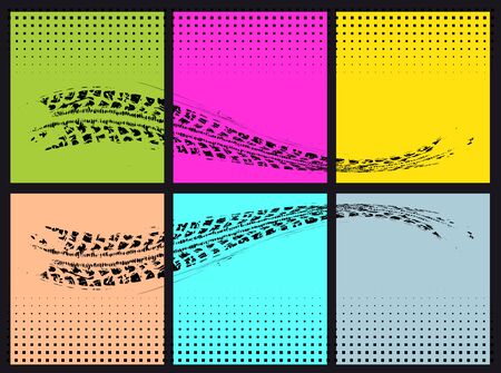 Tire tracks. Vector illustration in pop art styleのイラスト素材