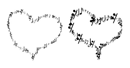 Musical notes in the form of heart. illustration on white backgroundのイラスト素材