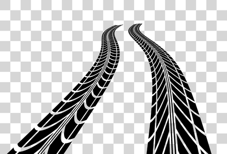 Tire tracks.  illustration on checkered backgroundのイラスト素材