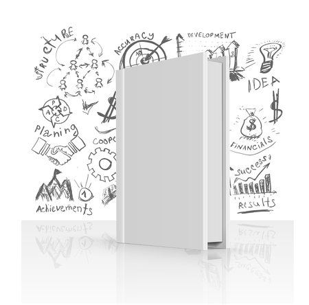 Creative book idea with business hand drawn symbols.のイラスト素材