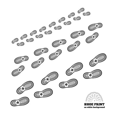 Shoe print illustration on white backgroundのイラスト素材