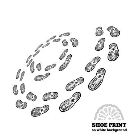 Shoe print illustration on white backgroundのイラスト素材
