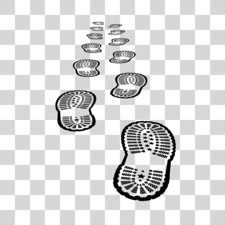 Shoe print illustration on checkered backgroundの写真素材