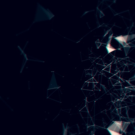 Abstract network data connection. Technology or scientific background. Stereo effect