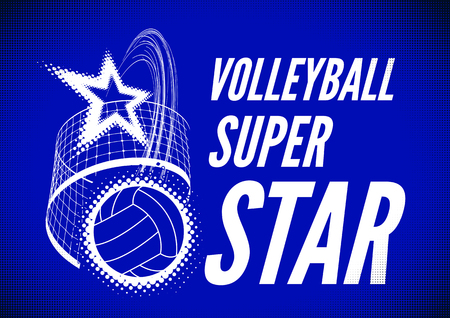 Volleyball super star design badgeのイラスト素材