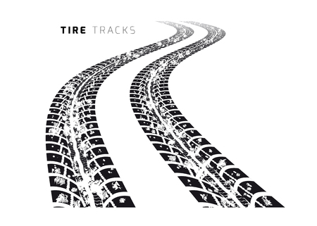 Tire tracks. illustration on white backgroundのイラスト素材