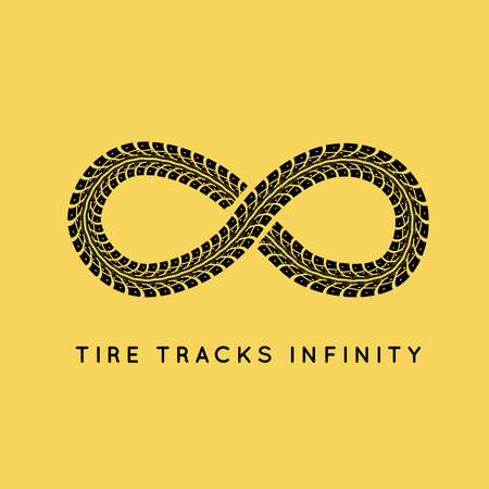 Tire Tracks in Infinity Form. Vector illustrationのイラスト素材
