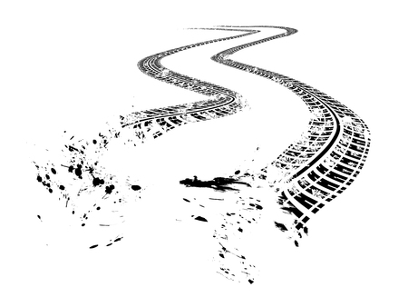 Tire tracks. Vector illustration on white backgroundのイラスト素材
